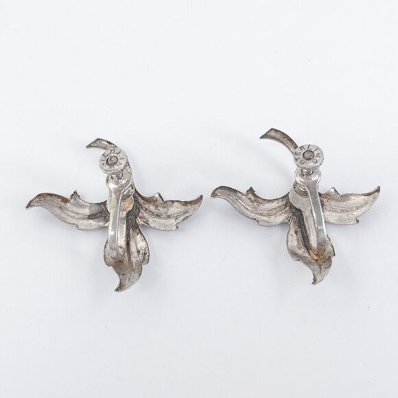 Vintage Sterling Silver 925 Leaf Screw-Back Earrings - Picture 4 of 6